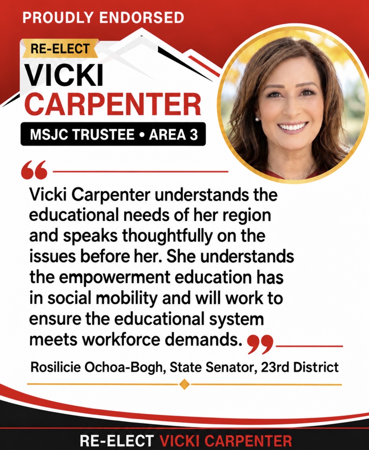 Endorsement flyer: Rosilicie Ochoa-Bogh, State Senator, 23rd District